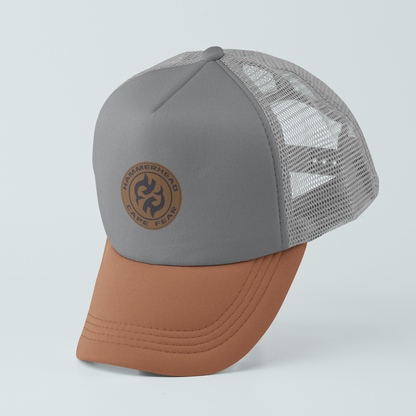 Vintage Patch Trucker Hat, Gray-Orange